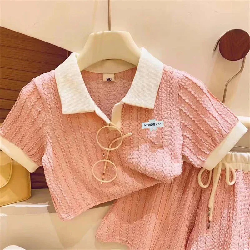 ガールズ服セット 夏 キッズ かわいい スイート 半袖トップス+ショートパンツ 2点セット 子供服 カジュアル 快適 スポーツウェア スーツ 2-10歳