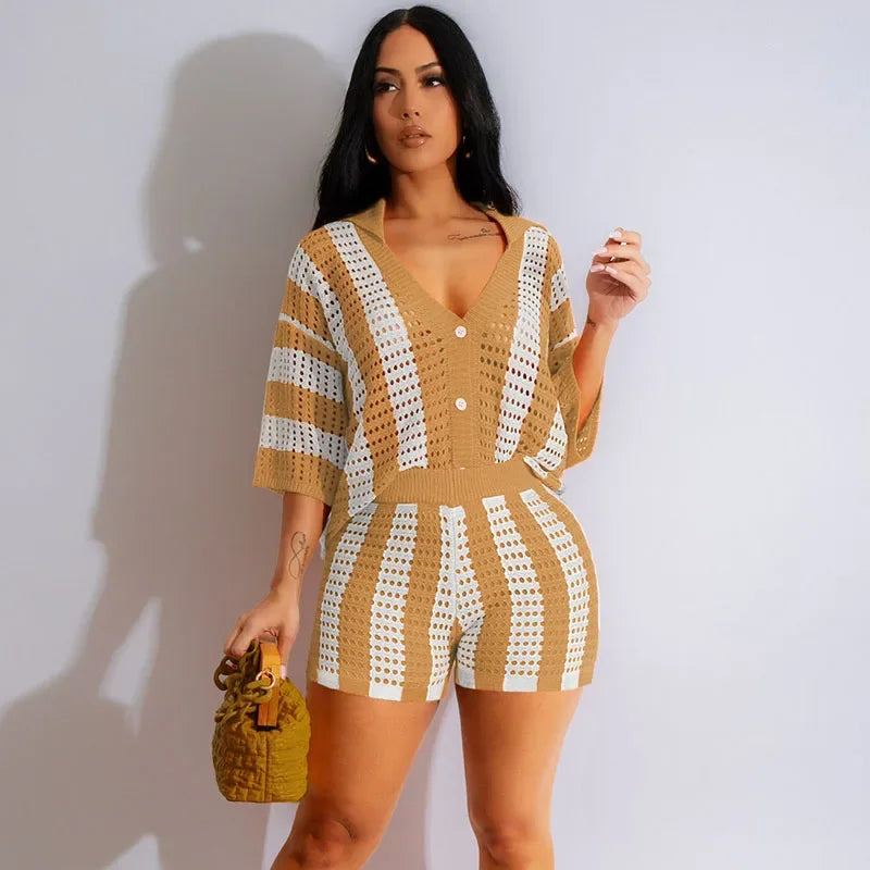 Striped Knitted 2 Piece Set
