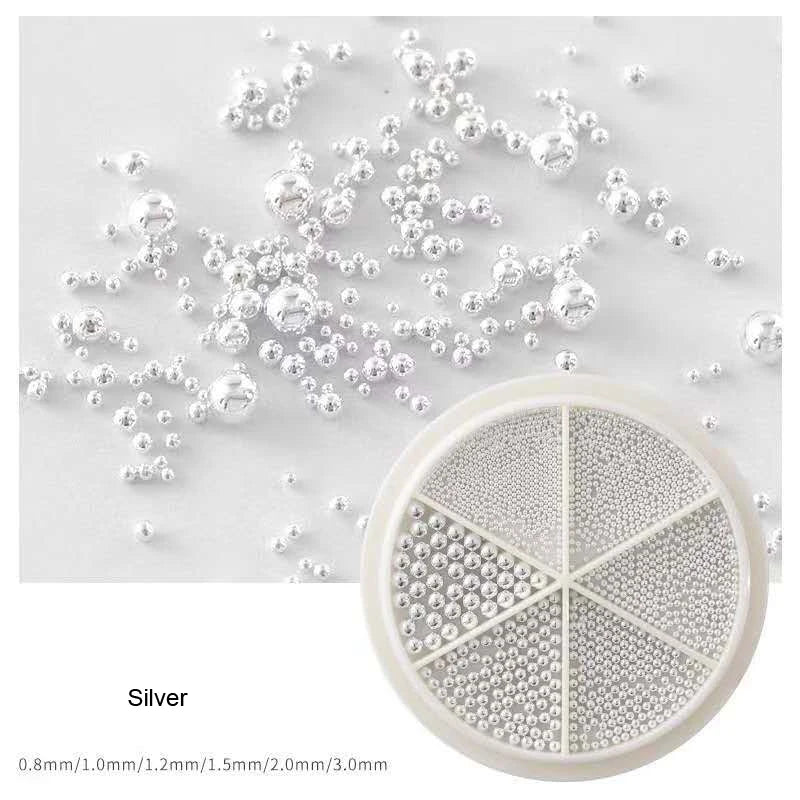 Gold/Silver Stainless Steel Nail Art Beads 3D Mini Alloy Caviar Ball Nail Charm Metal Micro Caviars DIY Nails Jewelry Accessorie