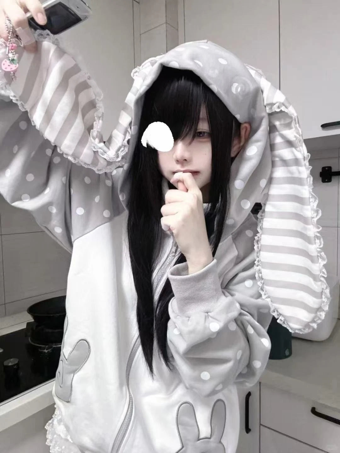 Kawaii Polka Dot Ear Design Sweatshirt