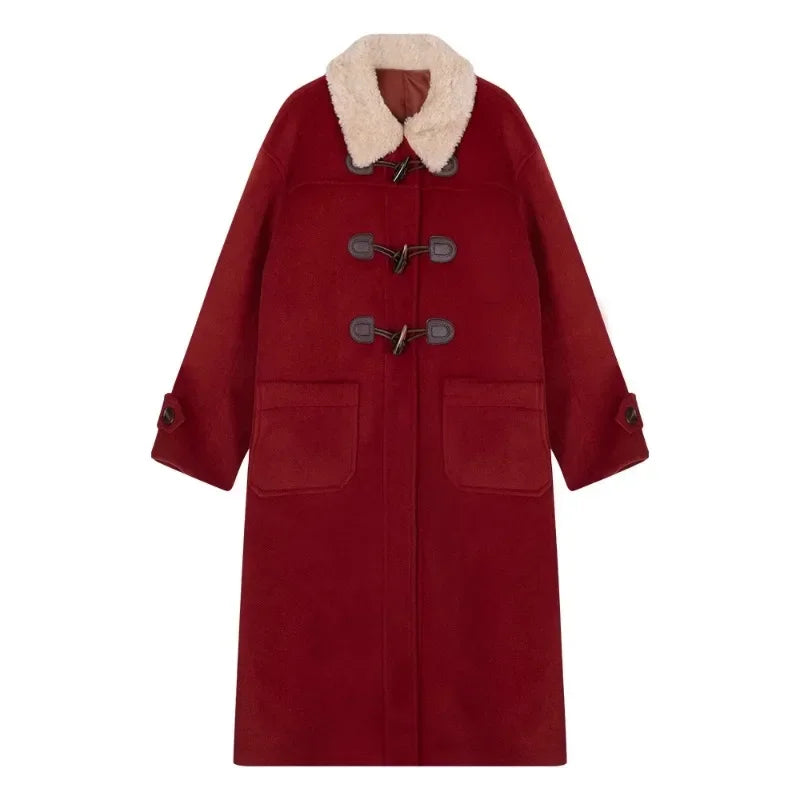 Lamb Wool Collar Duffle Coat