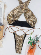 Pautakii Snake Skin Mini Micro Thong Bikini