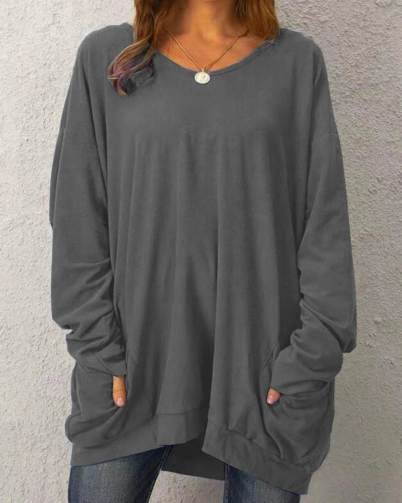 Round Neck Loose Casual Tops