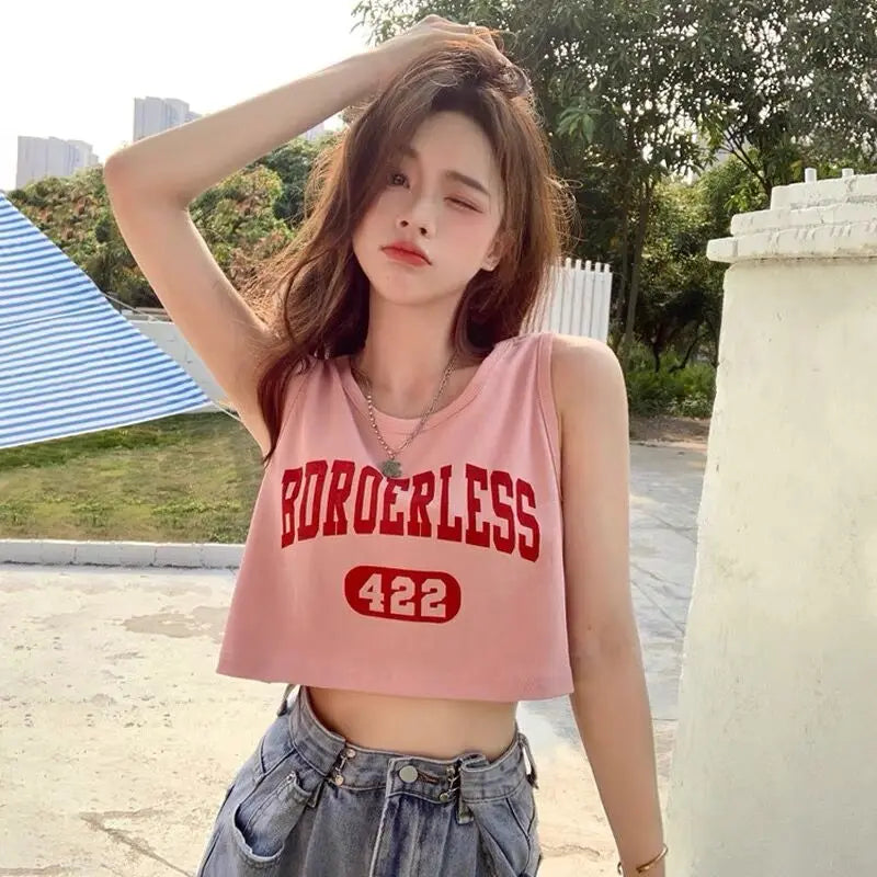 Graphic Sleeveless Crop Top
