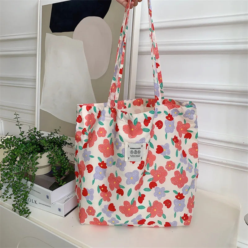 Floral Canvas Tote Bag