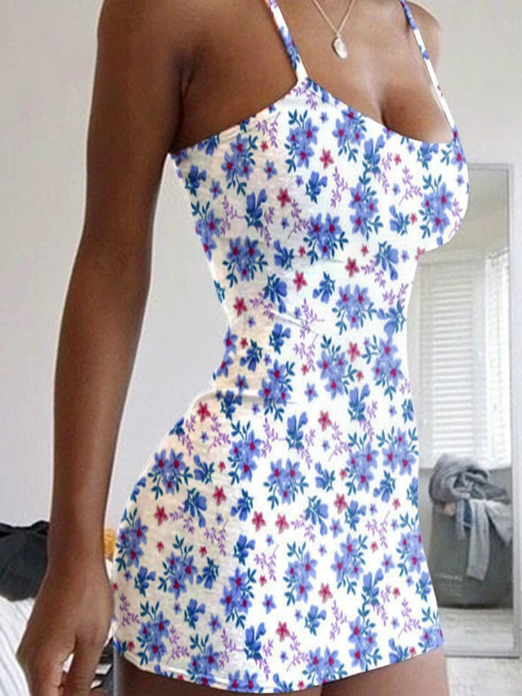 Print Backless Slip Dress