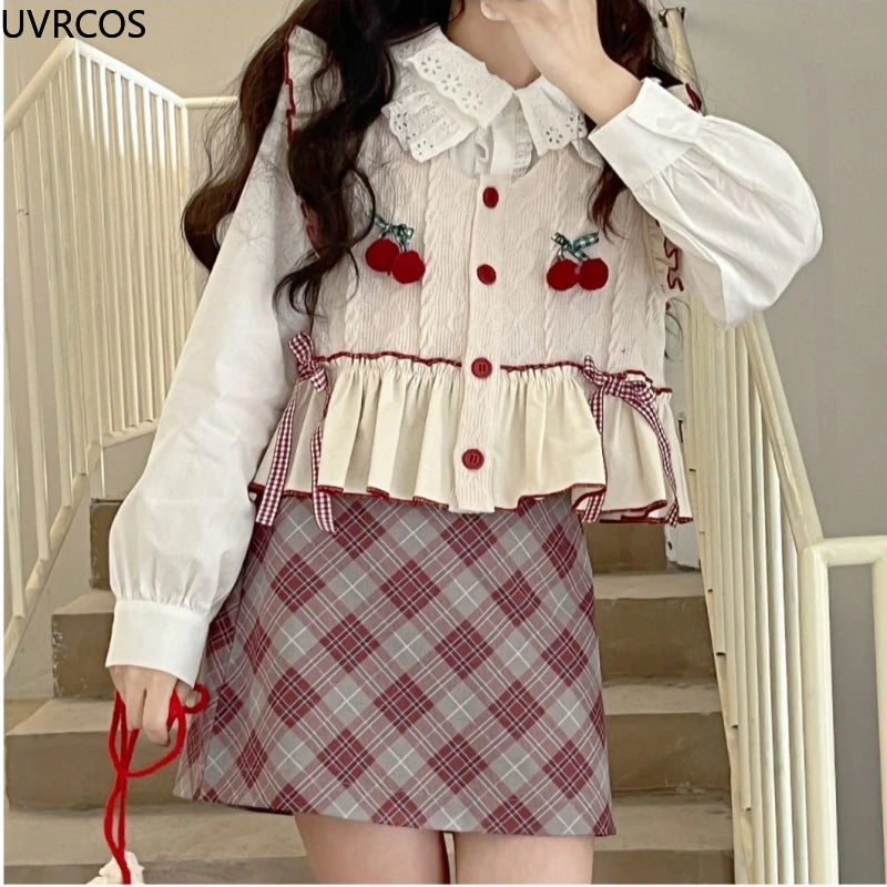 Cherry Knitted Sweater Vest