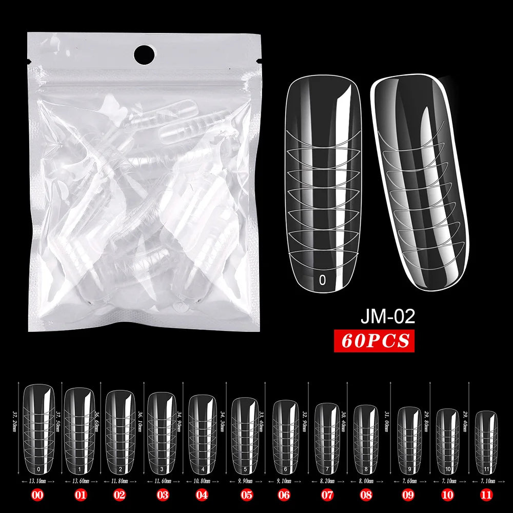 Fake Nail Forms Tips UV Gel For Extension Building Gel Polish Fake Artificial Tool 60pcs