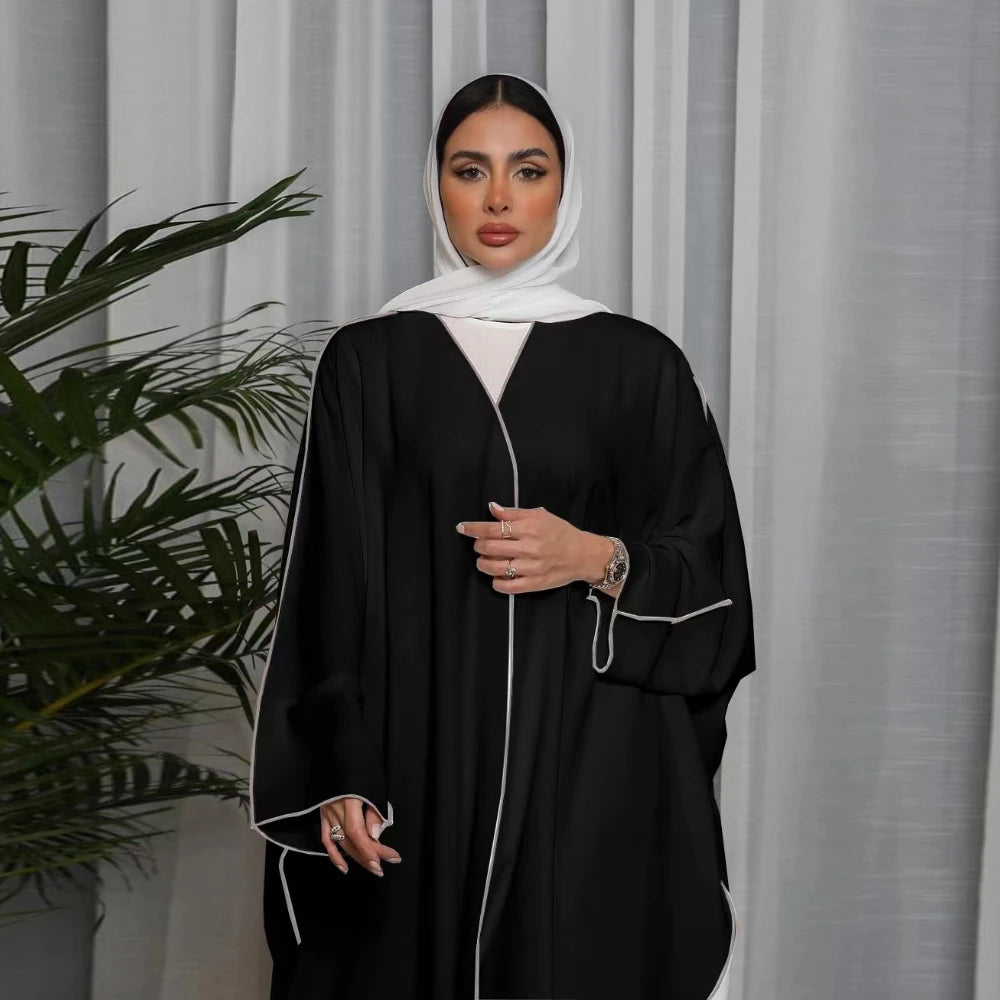 Open Front Abaya Muslim Kaftans Full Sleeve Maxi Length Dress Women Abayas Arabian Islamic Clothing Women Jilbabs