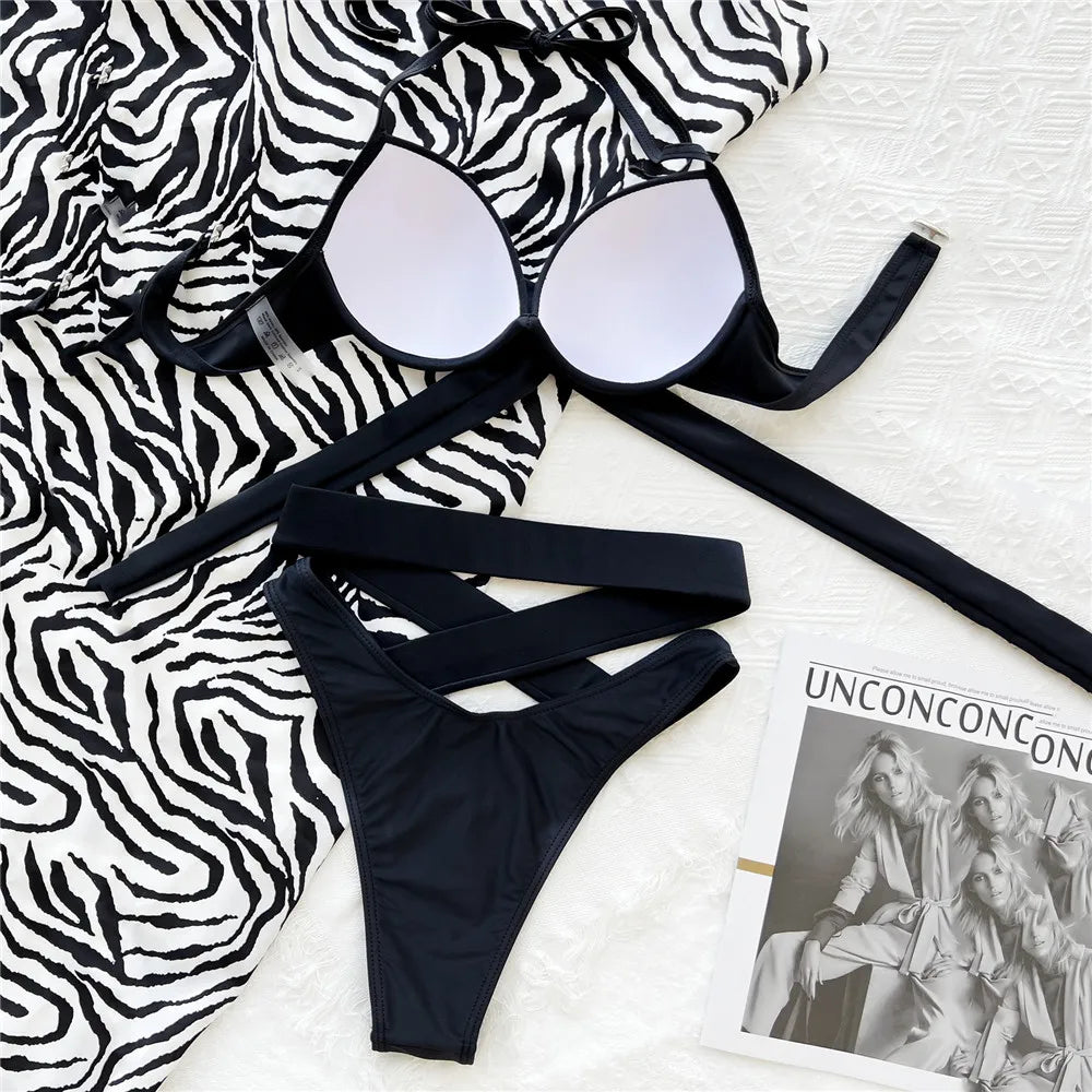 Cross Bandage Swimsuit Bikini
