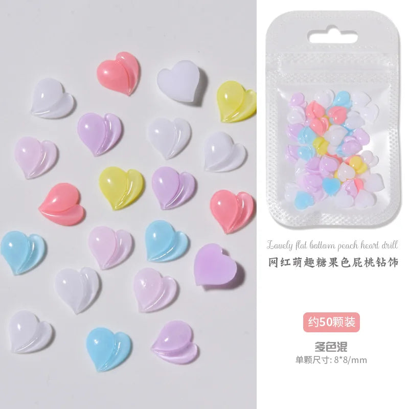 50PCS Aurora Acrylic 3D Nail Art Bow Charm For Nails Decoration Design Kawaii Manicure Accessories Bow-knot DIY Craft Supplies