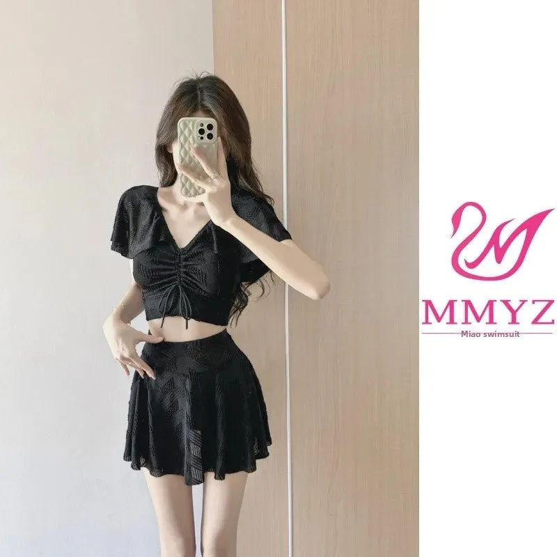 Gathered Swimwear INS Separate Skirt Bikini Set