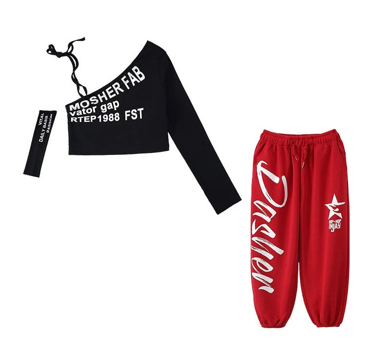 Off Shoulder Crop Top Jogger Pants Set