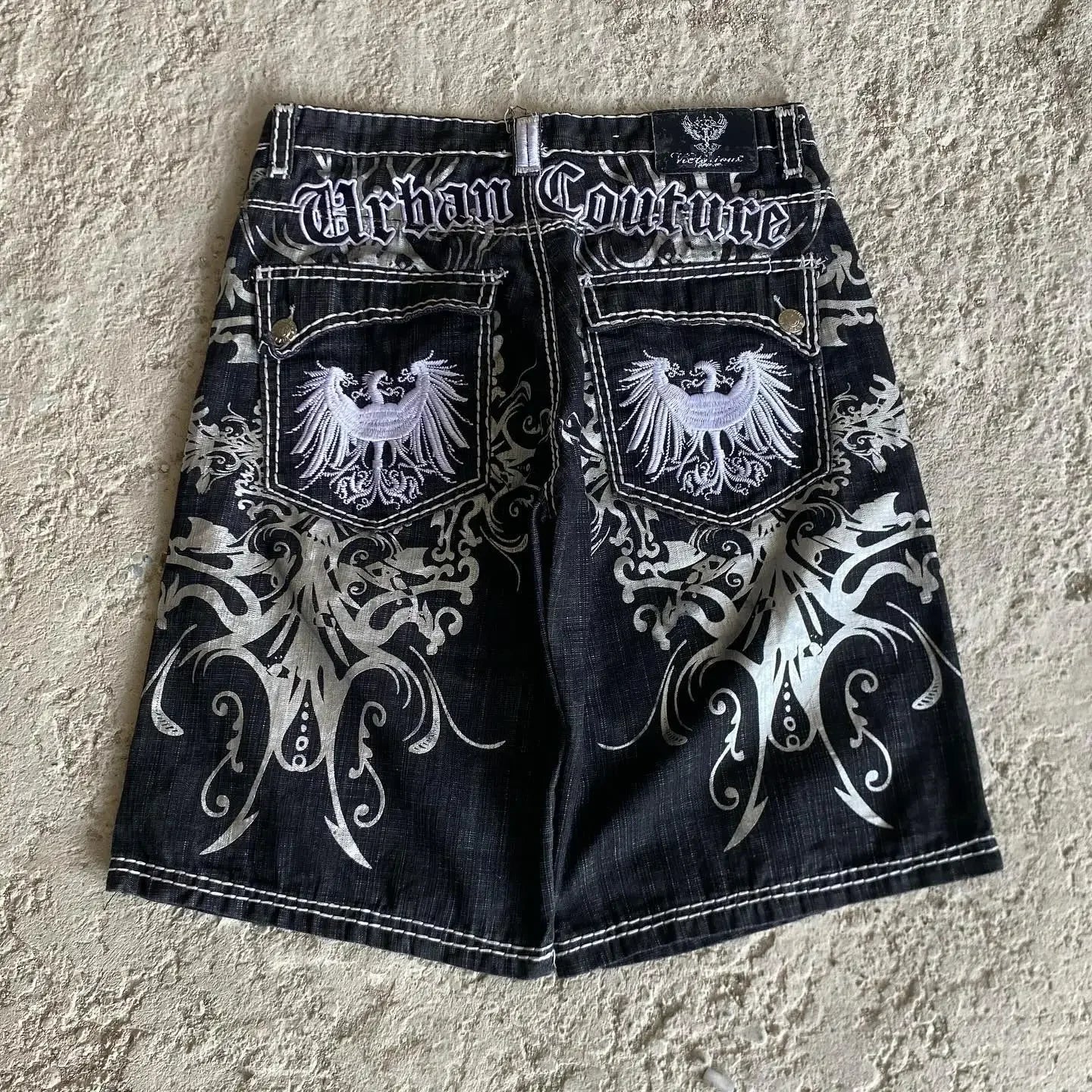 Pattern Denim Shorts