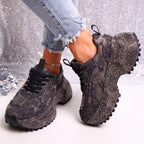 Crystal Lace-Up Platform Sneakers