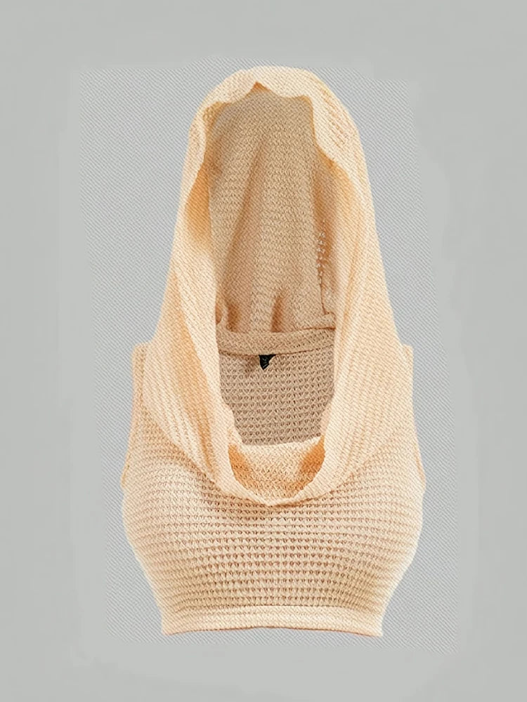 Hooded Sleeveless Knitted Top