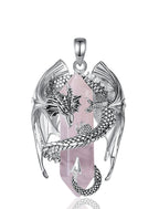 Dragon Twining Hexagonal Rose Quartz Prismatic Necklace