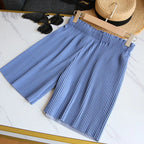 Elastic High Waist Pleated Shorts