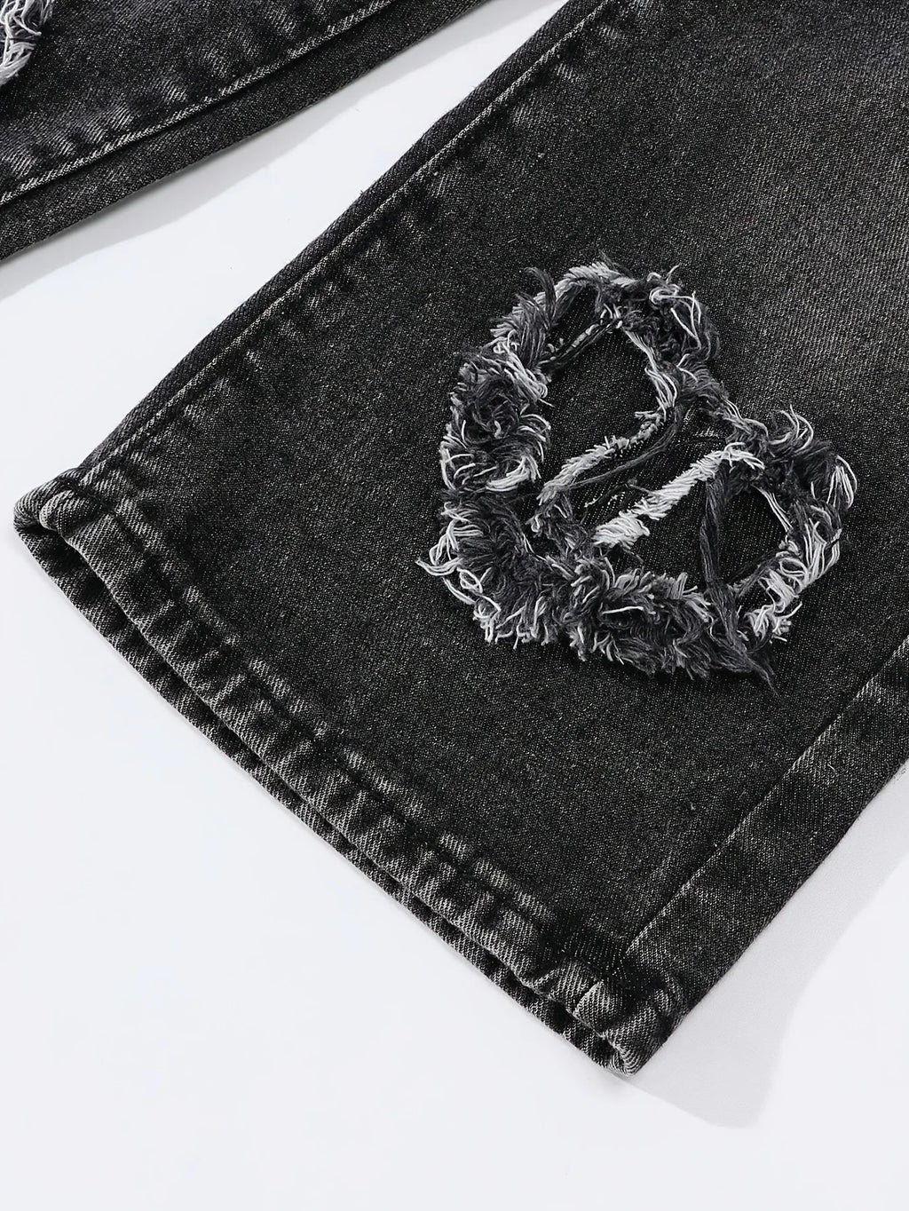 Heart Pattern Patchwork Straight-Leg Jeans
