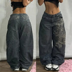 Embroidery Baggy Jeans