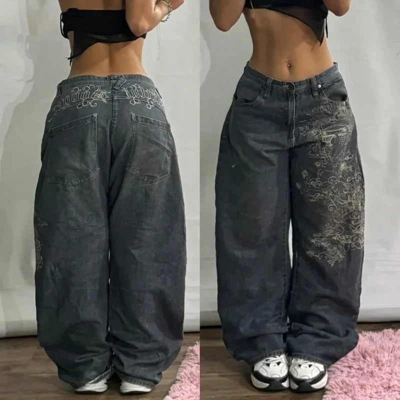 Embroidery Baggy Jeans