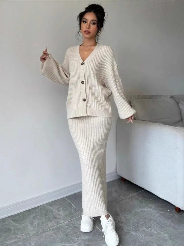Loose Cardigan Two-Piece Set