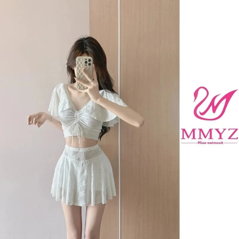 Gathered Swimwear INS Separate Skirt Bikini Set