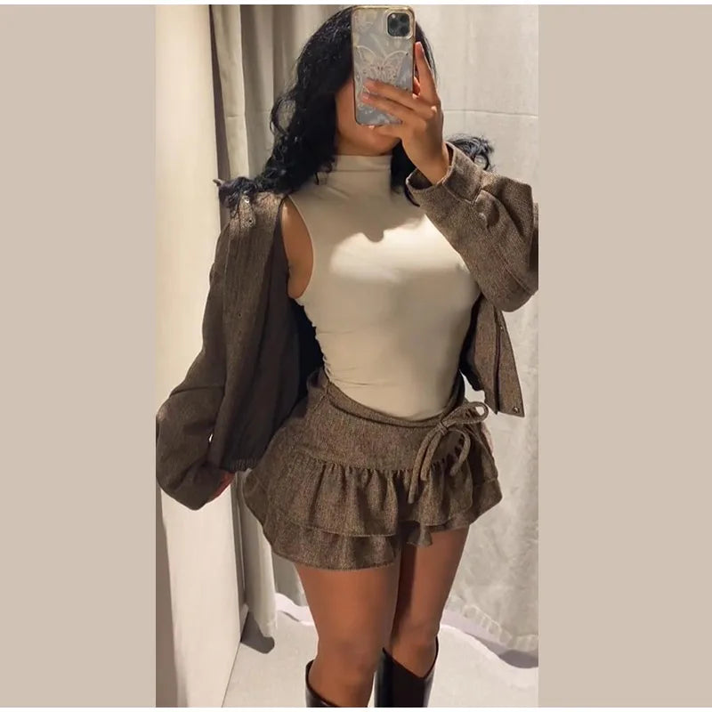 Oversized Hoodie + Ruffled Skirt Set