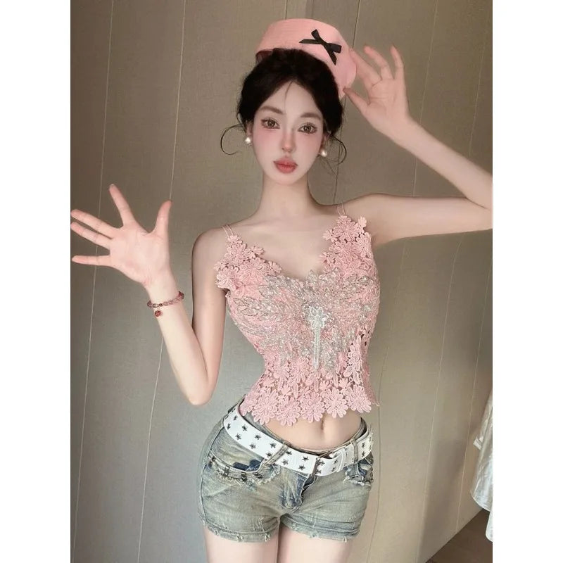 Floral Lace Corset-Style Cami