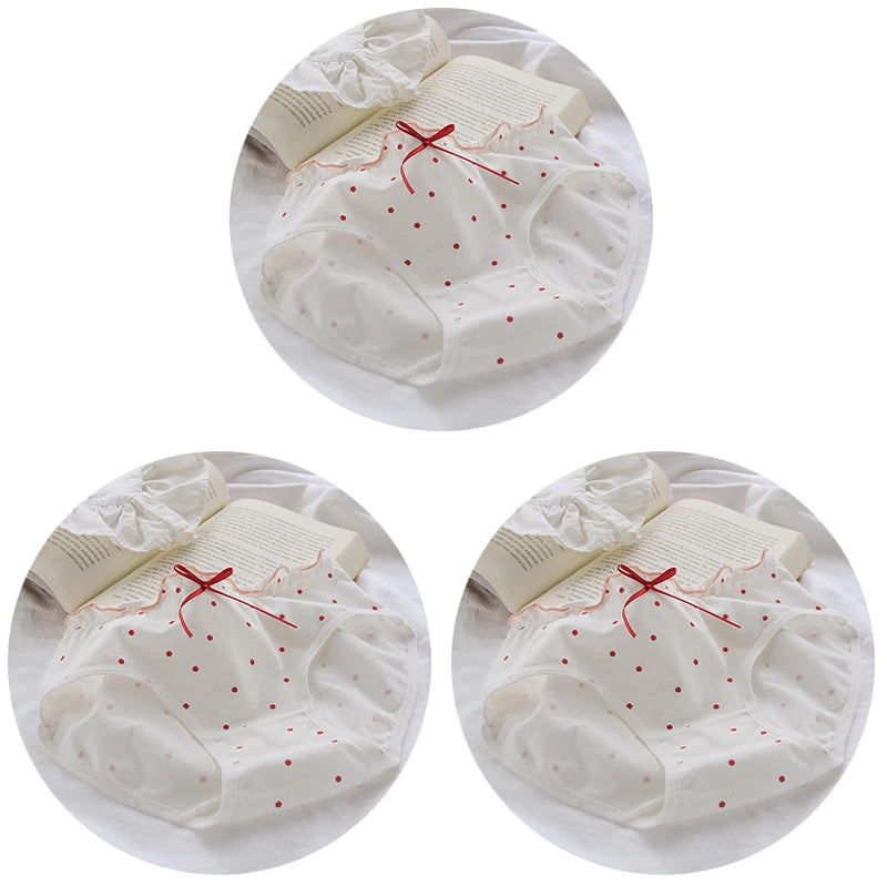 3Pcs/set Sexy Women's Panties Cotton Underpants Seamless Soft Underwear Lovely Sweet Girls Lingerie Bow-knot Mid Waist Briefs