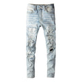 Crystal Holes Ripped Patchwork Jeans