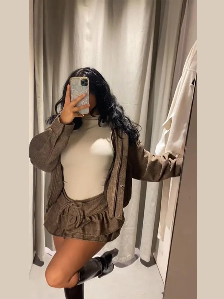 Oversized Hoodie + Ruffled Skirt Set