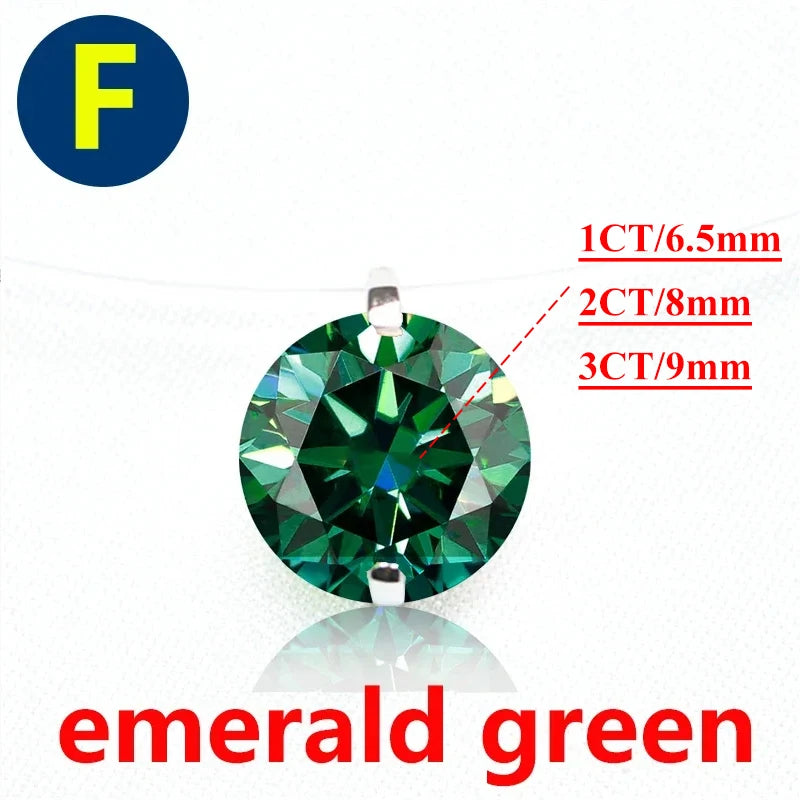 925 Sterling Silver 1ct D VVS1 Diamond with GRA Moissanite Fishing Line Blue Pendant Necklace