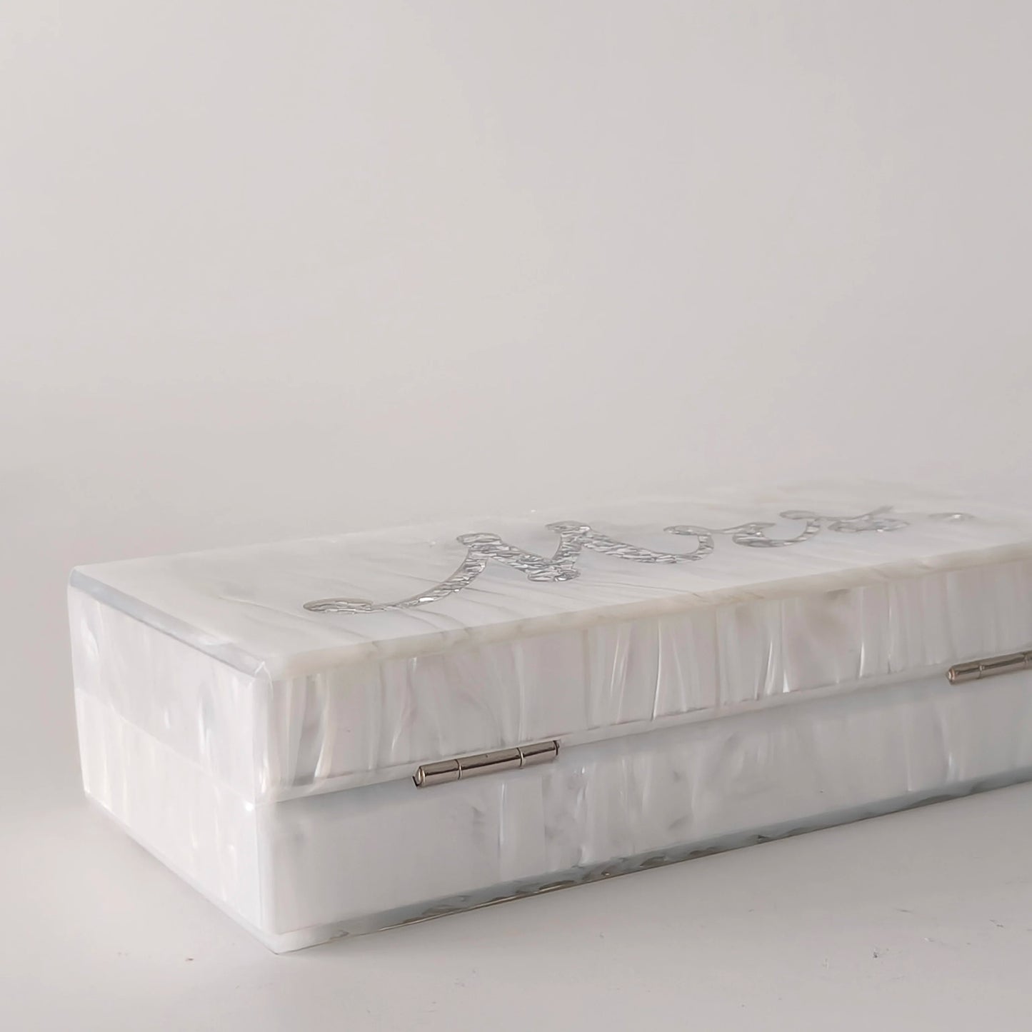 Pearl Marble White Letter Name Mrs Acrylic Box Evening Clutch Purse Womenunique PVC Long Female Mini Purses Wedding Party Bags