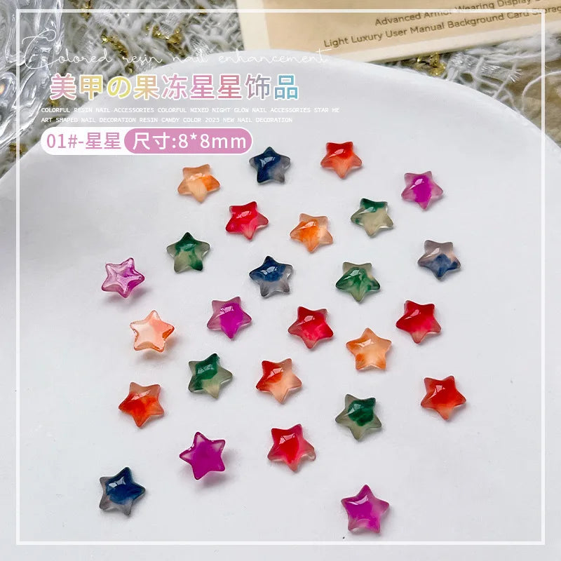50PCS Aurora Acrylic 3D Nail Art Bow Charm For Nails Decoration Design Kawaii Manicure Accessories Bow-knot DIY Craft Supplies