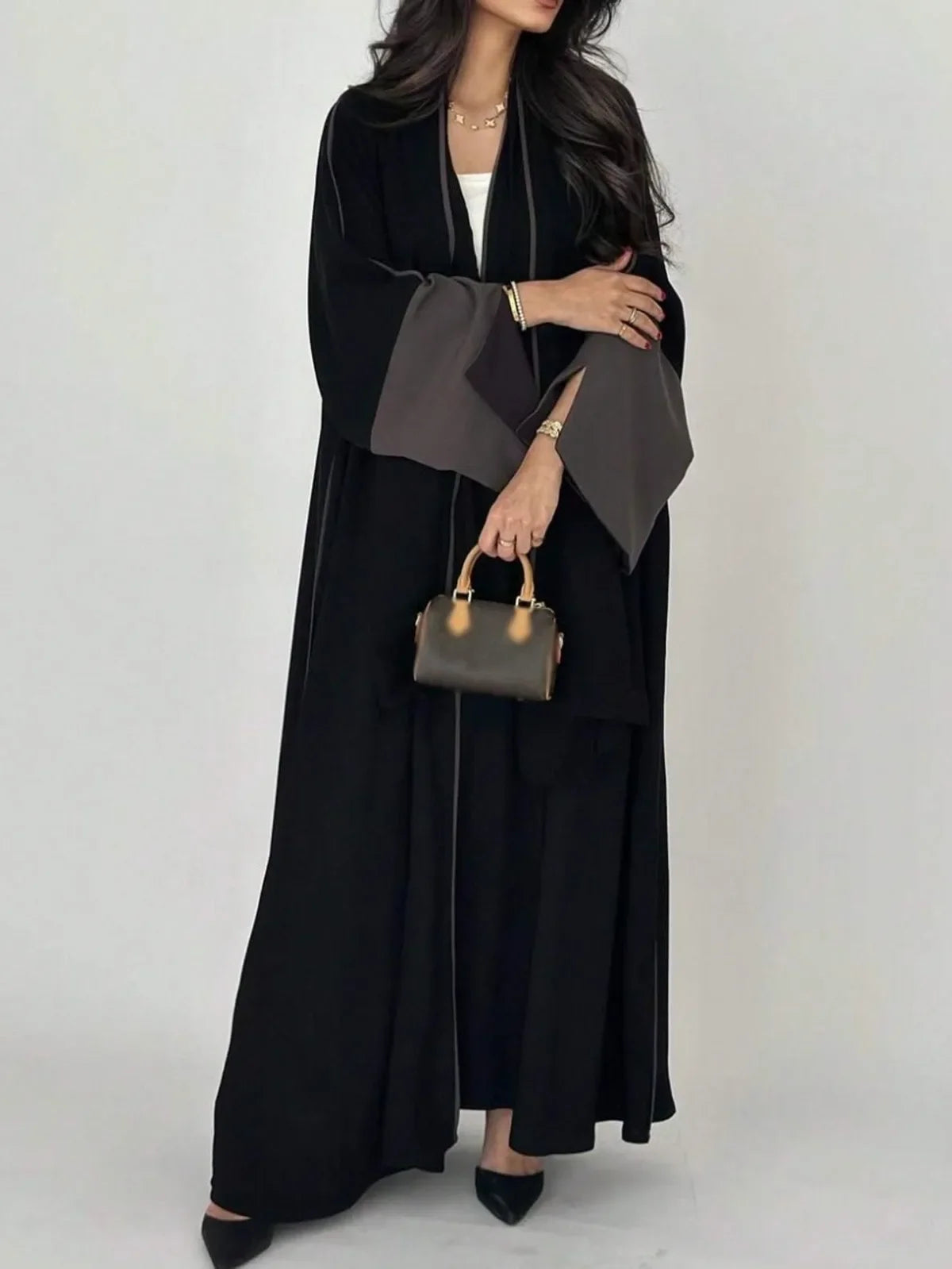 Loose Full Sleeve Open Front Abaya