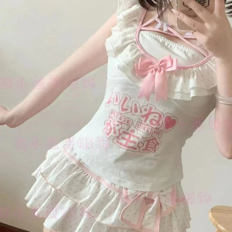 Wave Point Printing Mini Skirt