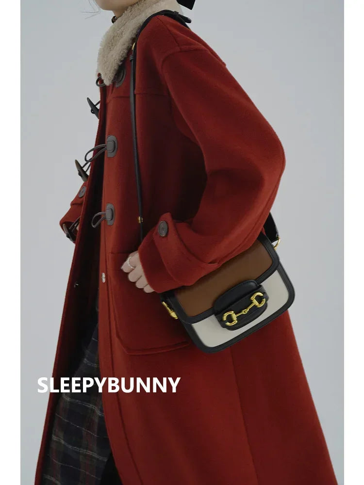 Lamb Wool Collar Duffle Coat