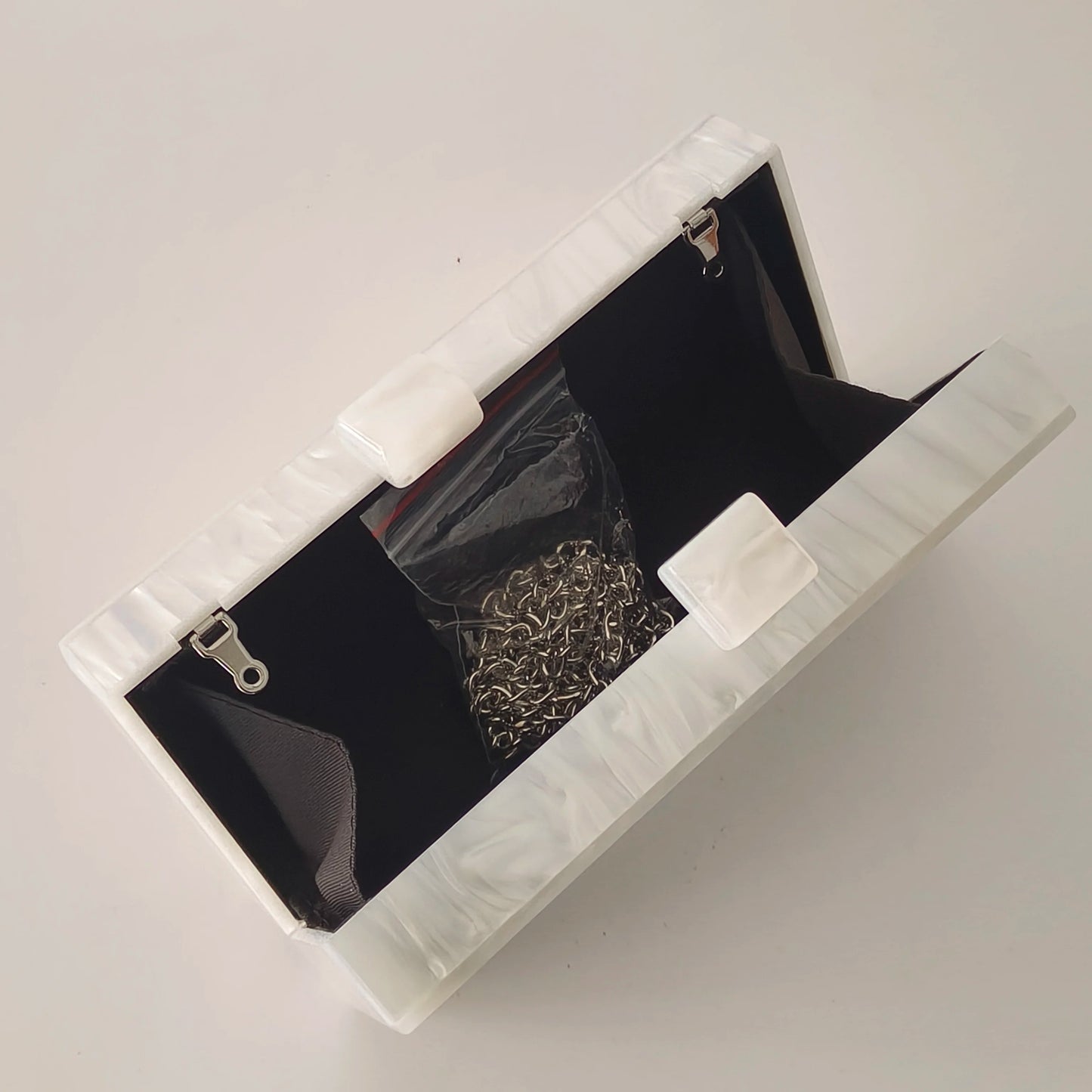 Pearl Marble White Letter Name Mrs Acrylic Box Evening Clutch Purse Womenunique PVC Long Female Mini Purses Wedding Party Bags