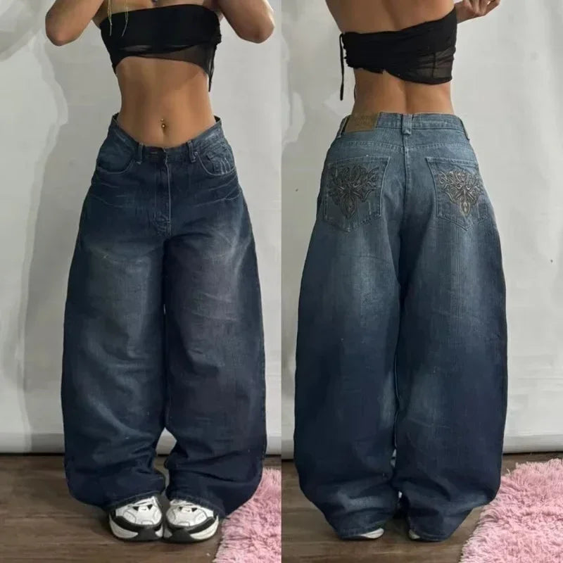 Embroidery Baggy Jeans