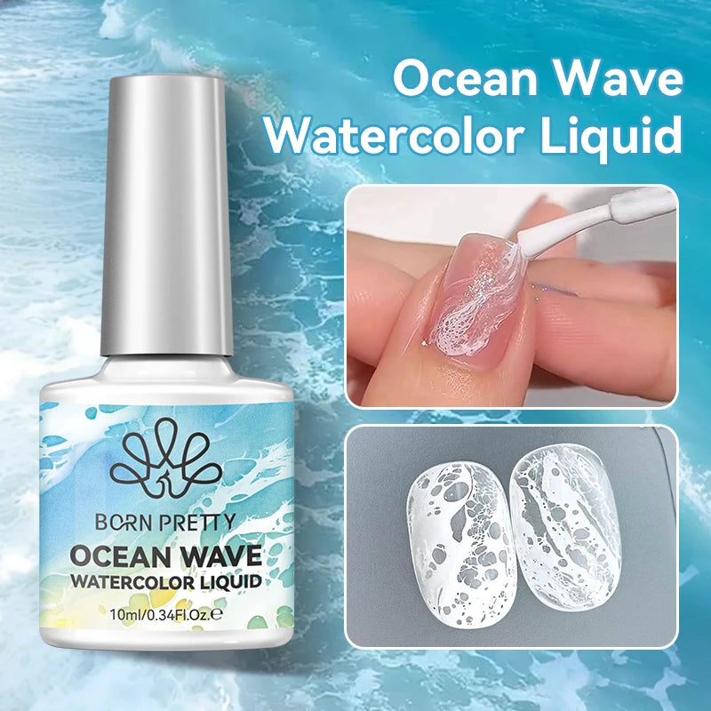 BORN PRETTY 1/2Pcs Ocean Wave Watercolor Liquid Gel Nail Polish Set