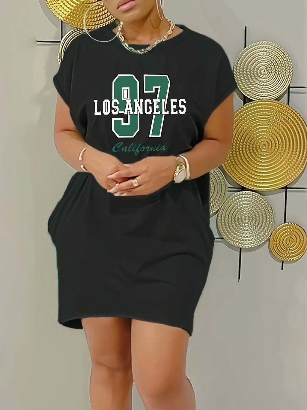 Casual Short Sleeve Round Neck T-Shirt Dress