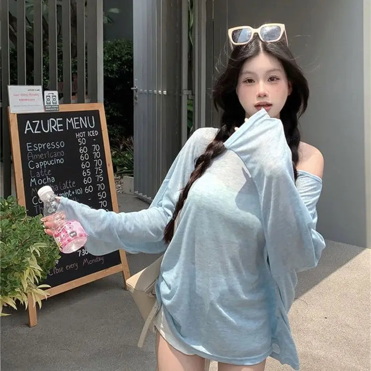 Cross-Cut Hollow Design Long-Sleeved T-Shirt