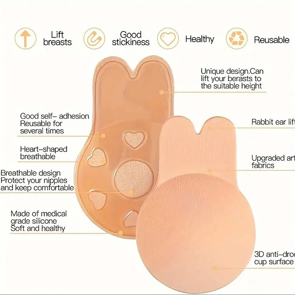 Women's Push Up Bras Self Adhesive Silicone Strapless Invisible Bra Reusable Sticky Breast Lift Tape Nipple Cover Stick On Bras