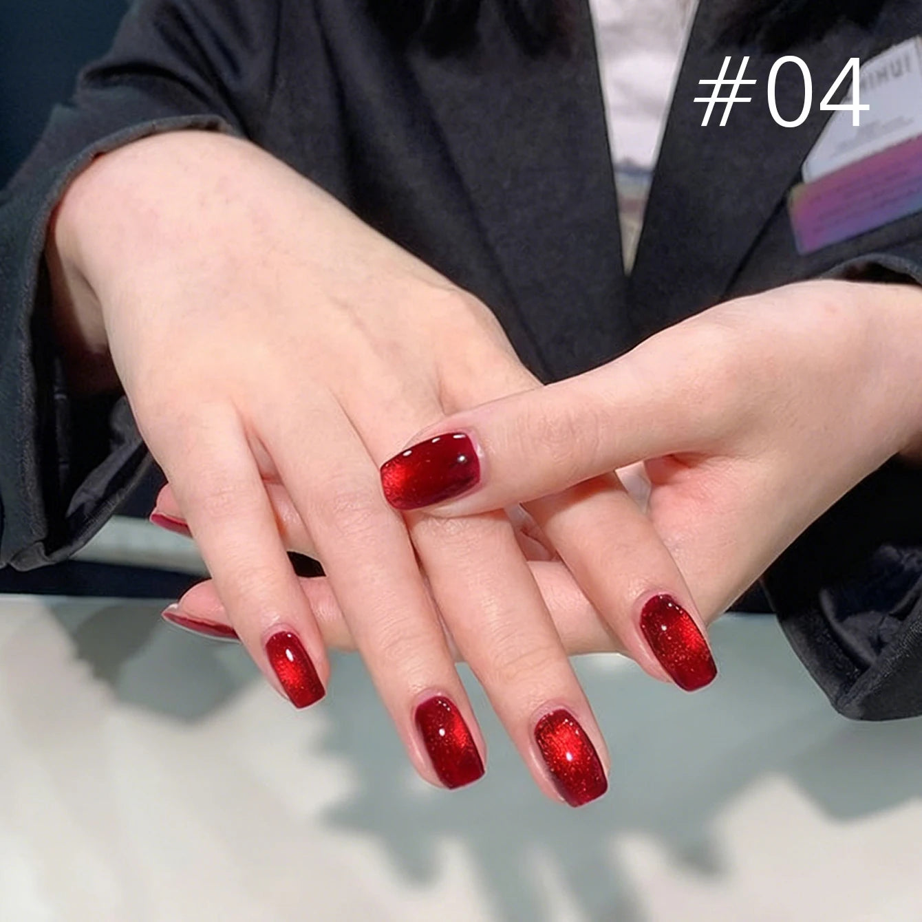 10ML 1-8PCS Red Cat Eye Nail Polish Red Nails 2026 New Cherry Wine Deep Red Glass Bead Magnet Cat Eye Spear Crystal Gel