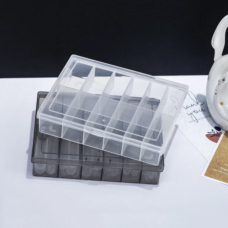12 Grids False Nail Foils Storage Box Transparent Plastic Jewelry Beads Rhinestones False Nail Art Tips Box Empty Case Organizer