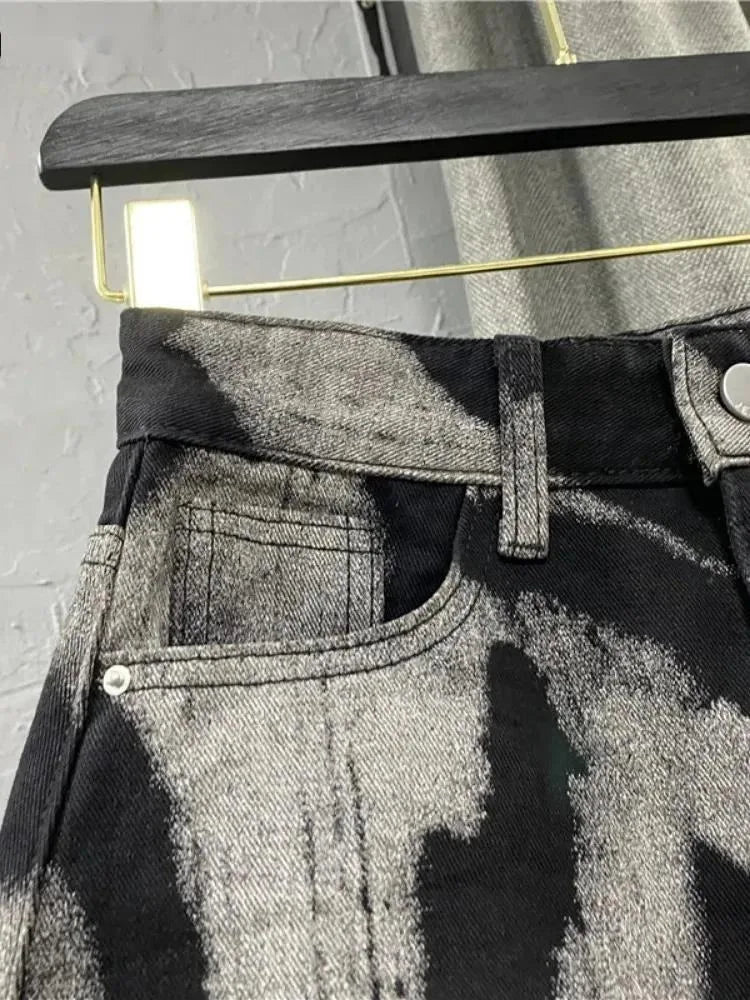 Tie Dye Printing Denim Mini Skirt