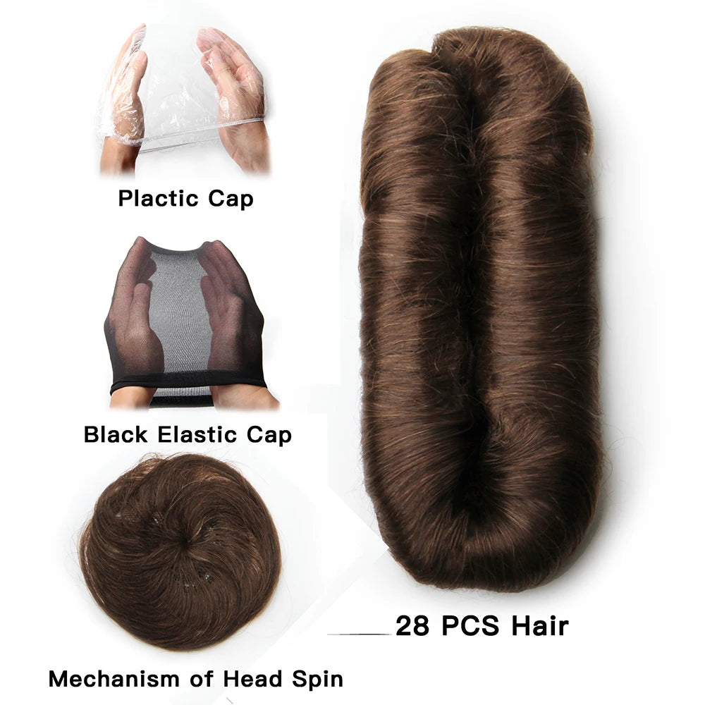 28pcs/Lot Human Hair Extensions Indian Raw Human Hair Bundles with Closures 1B 99J 30 4 Colored Bundles
