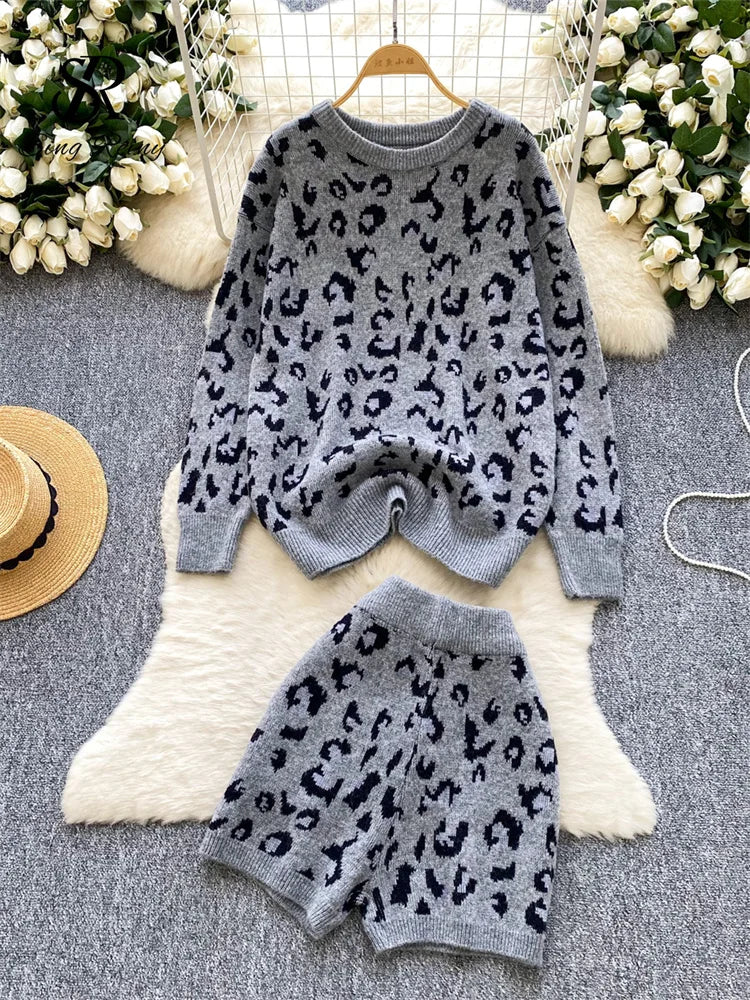 Leopard Knitted Set