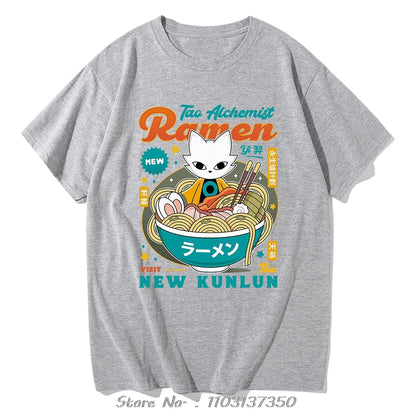 Nine Sols イーラーメン Tシャツ ファッション メンズ おしゃれ 面白い かわいい 猫 ヌードル Tシャツ 男女兼用 高品質 麺類 コットン Tシャツ トップス